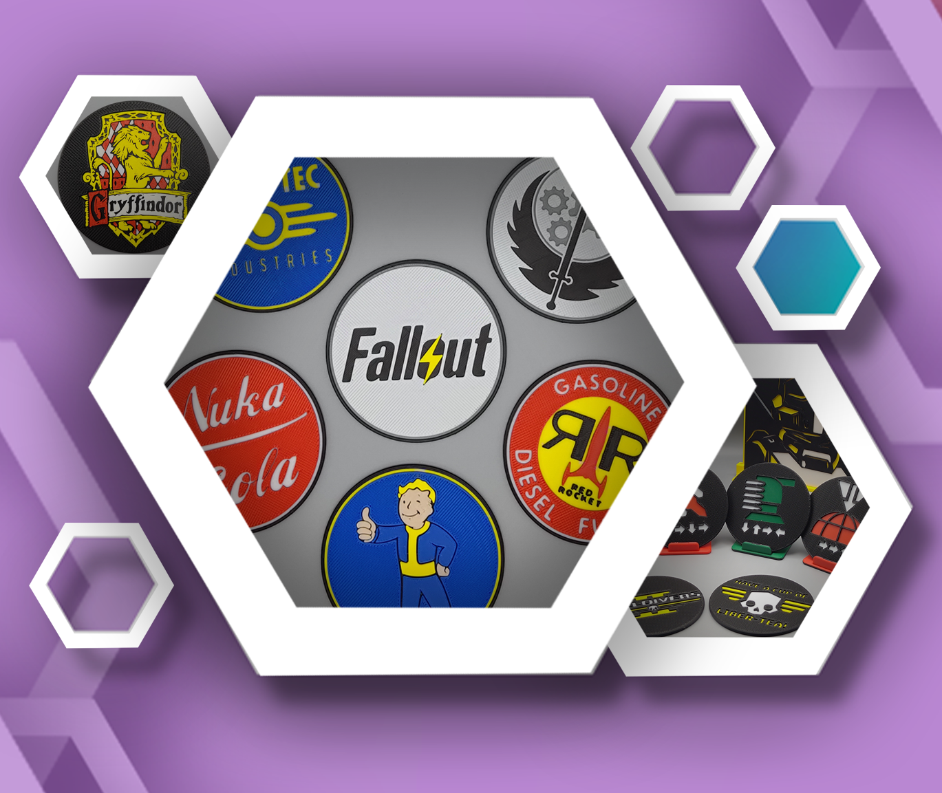 3D-Printed Drinks Coasters, image of Fallout 3D printed drink coasters