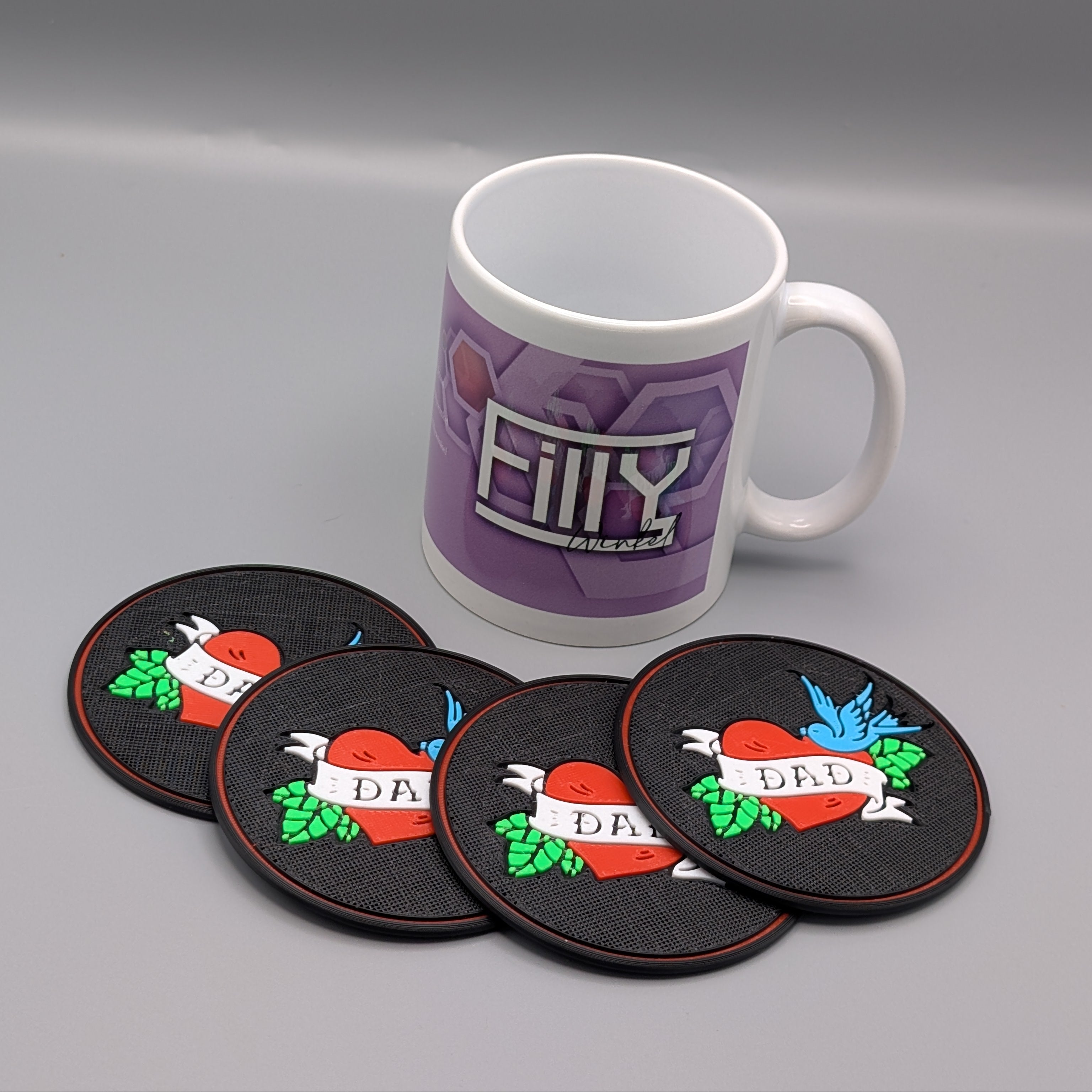 Drinks Coaster Tattoo Style Dad - Fillywinkel