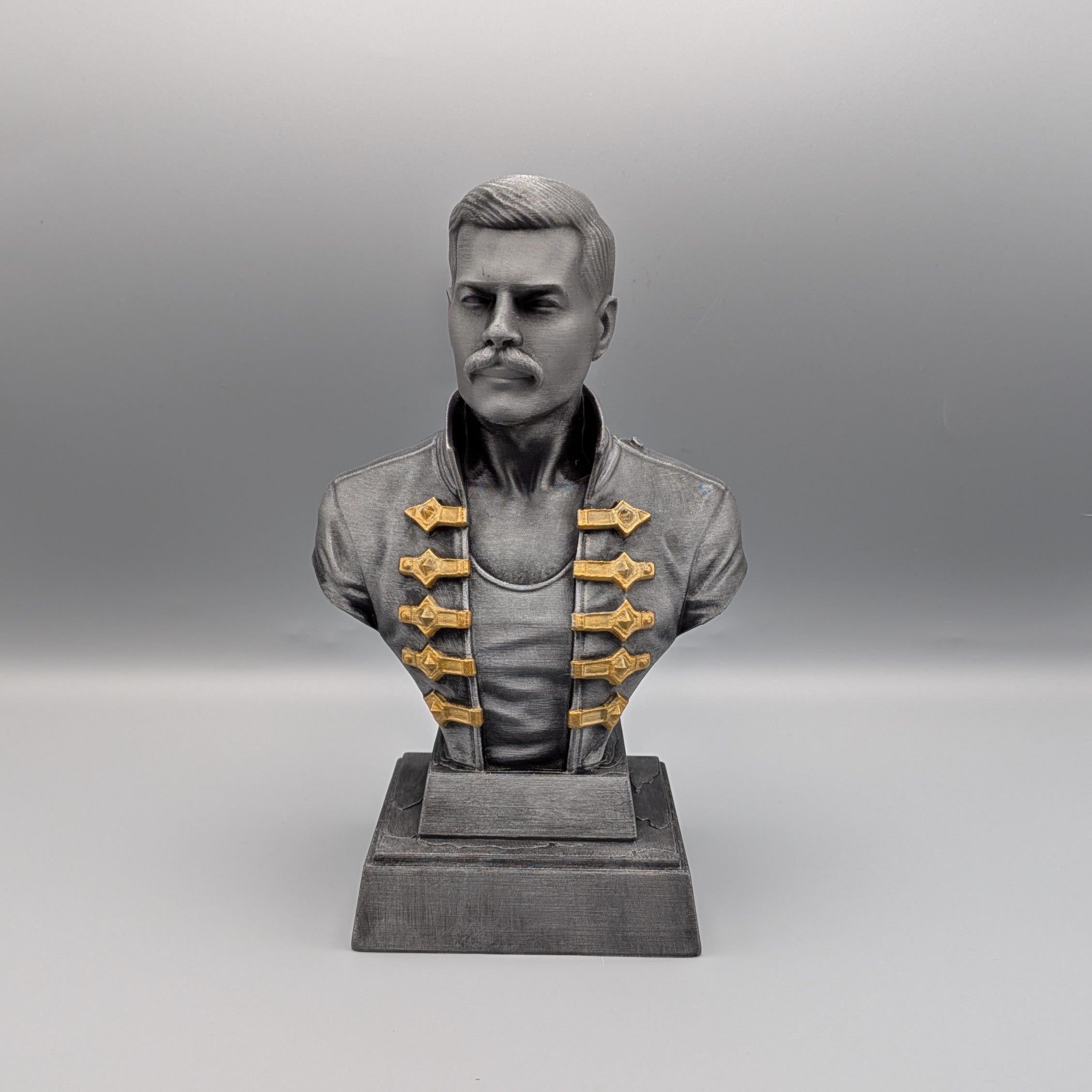 Rock Legend Bust tribute to Freddy hand painted silver and gold