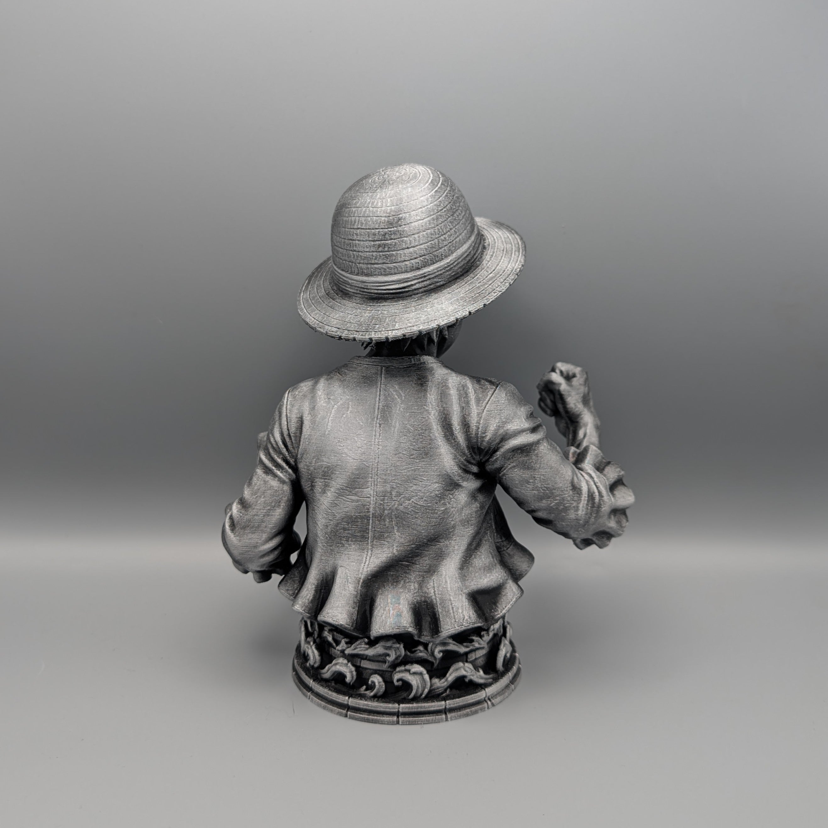 Monkey D. Luffy bust rear view with detailed hair and jacket