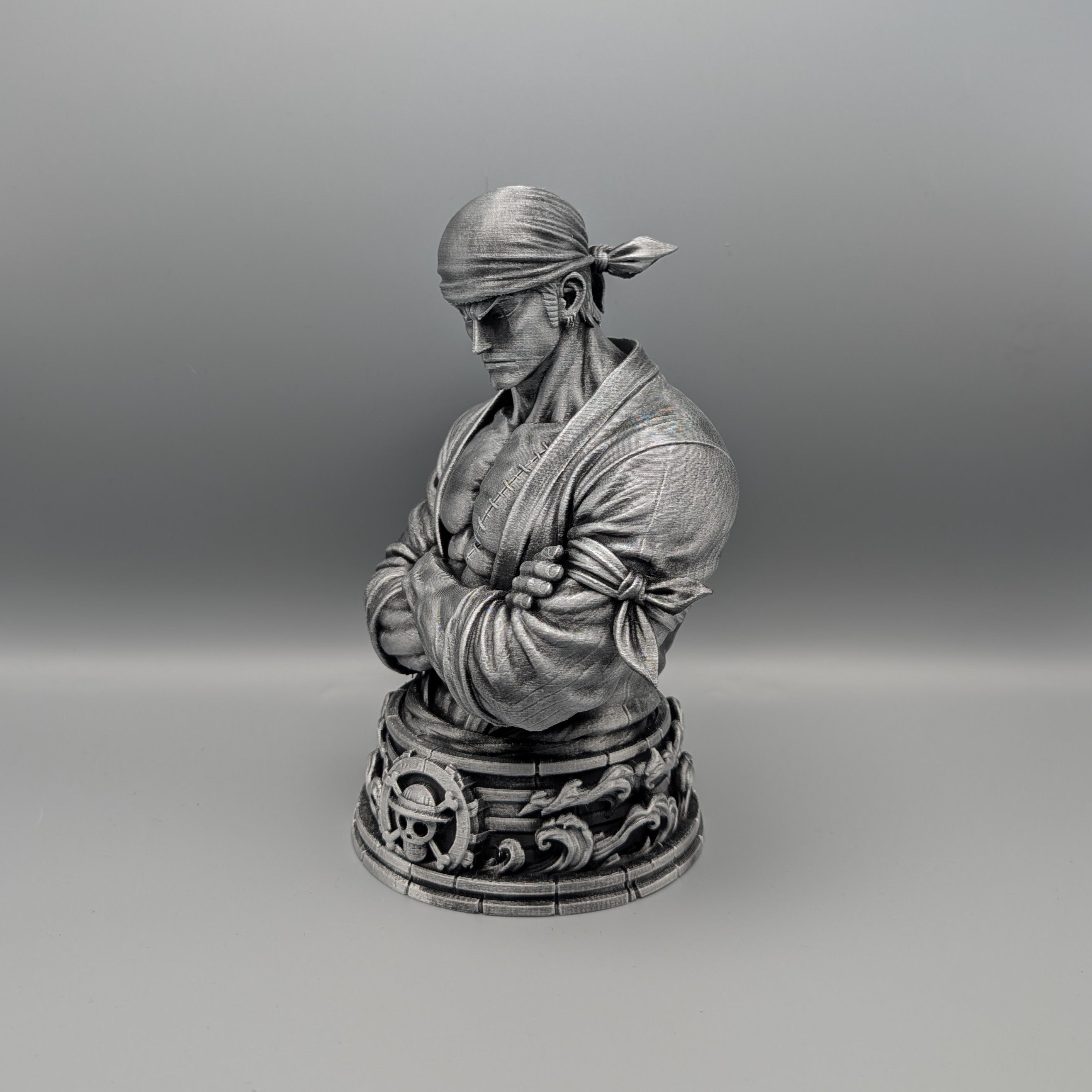 Roronoa Zoro 3D printed anime bust detailed left side angle