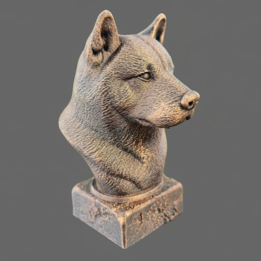 3D printed American Akita bust