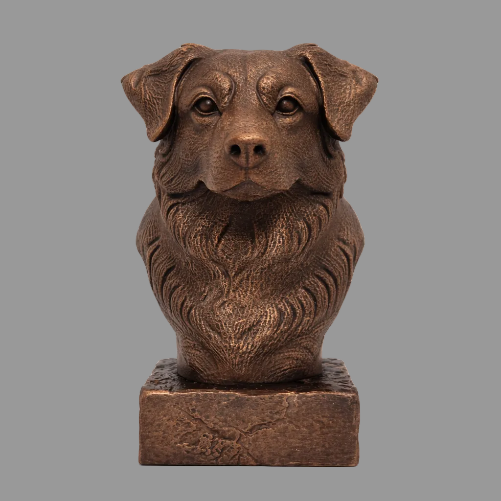 Australian Shepherd bust sculpture front view dog statue