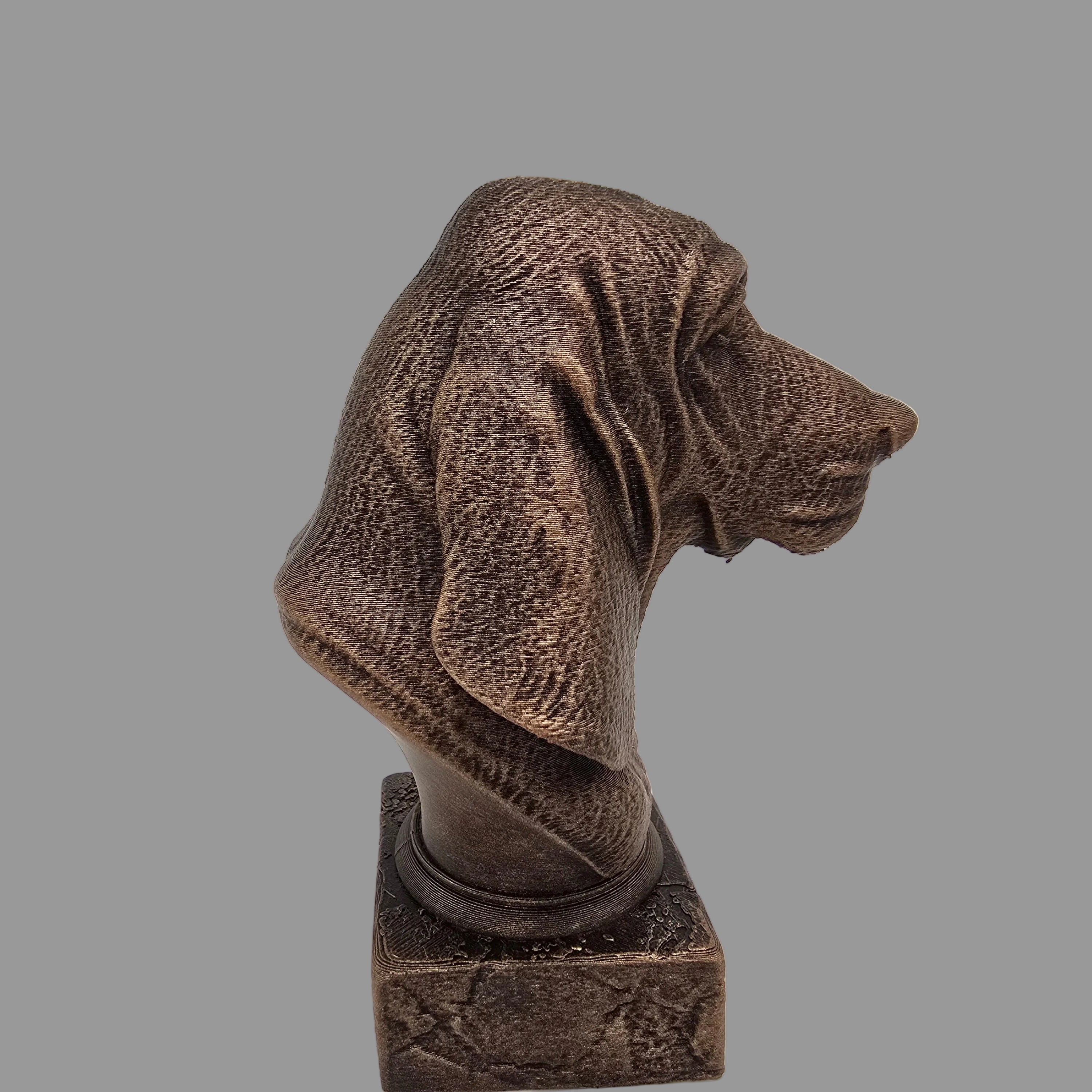 basset hound dog bust angled side view sculpture