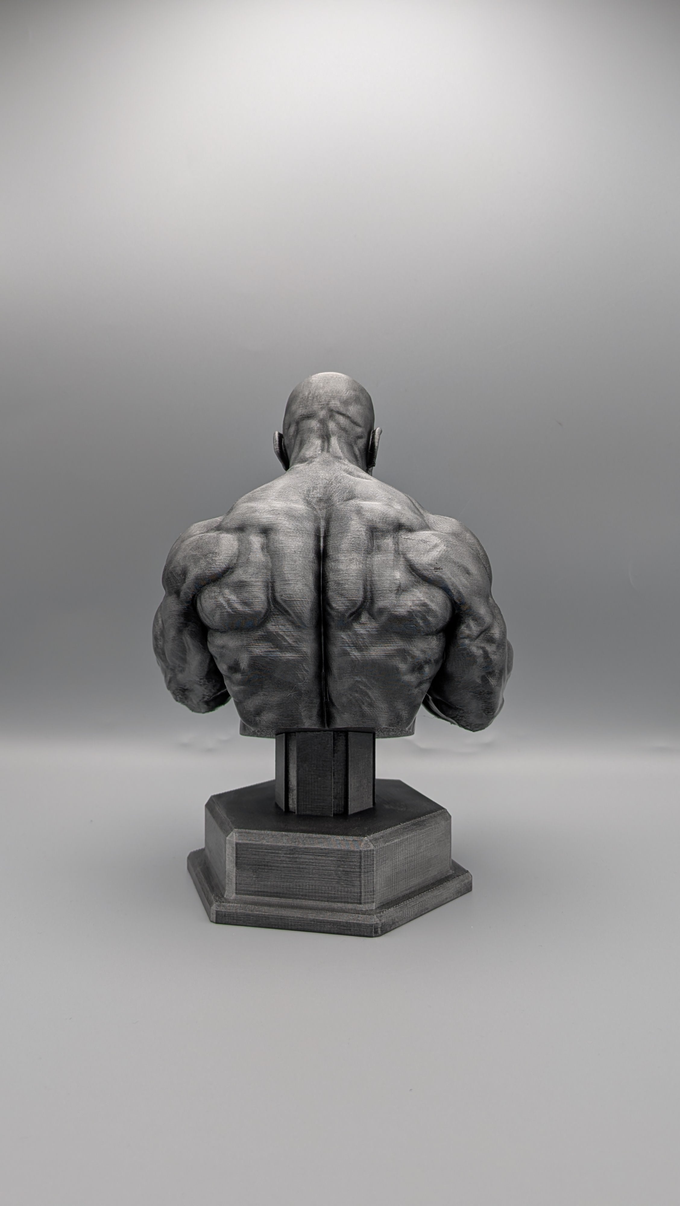 Heavyweight boxer bust back view showing sculpted details