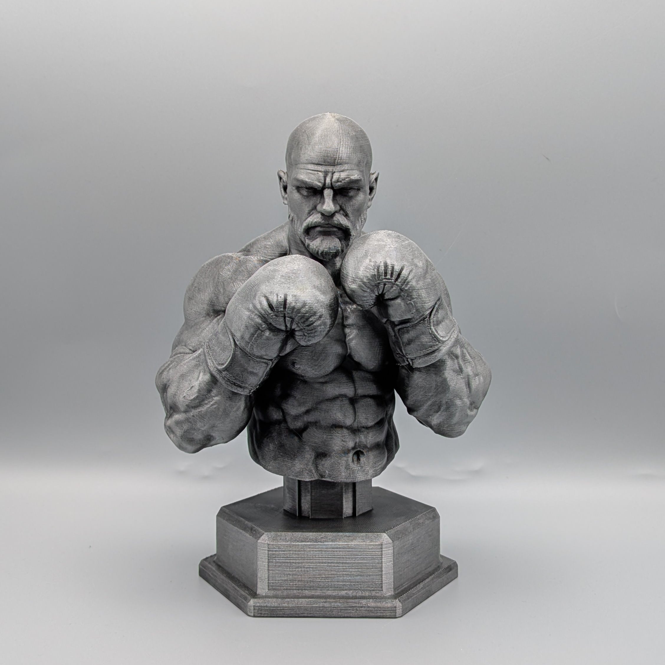 Heavyweight boxer bust front view modern fighter sculpture