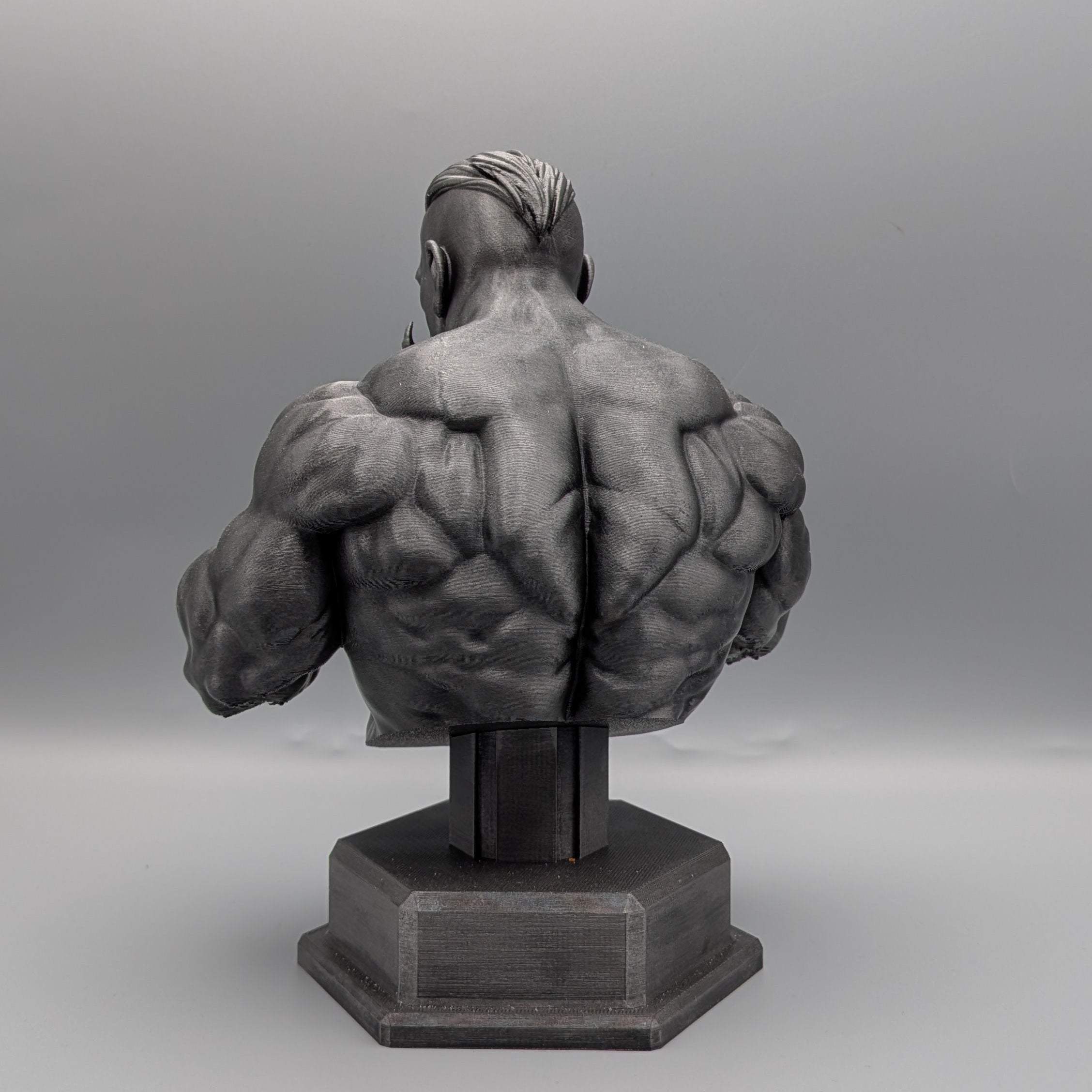 Pugilist boxer bust back view with sculpted details