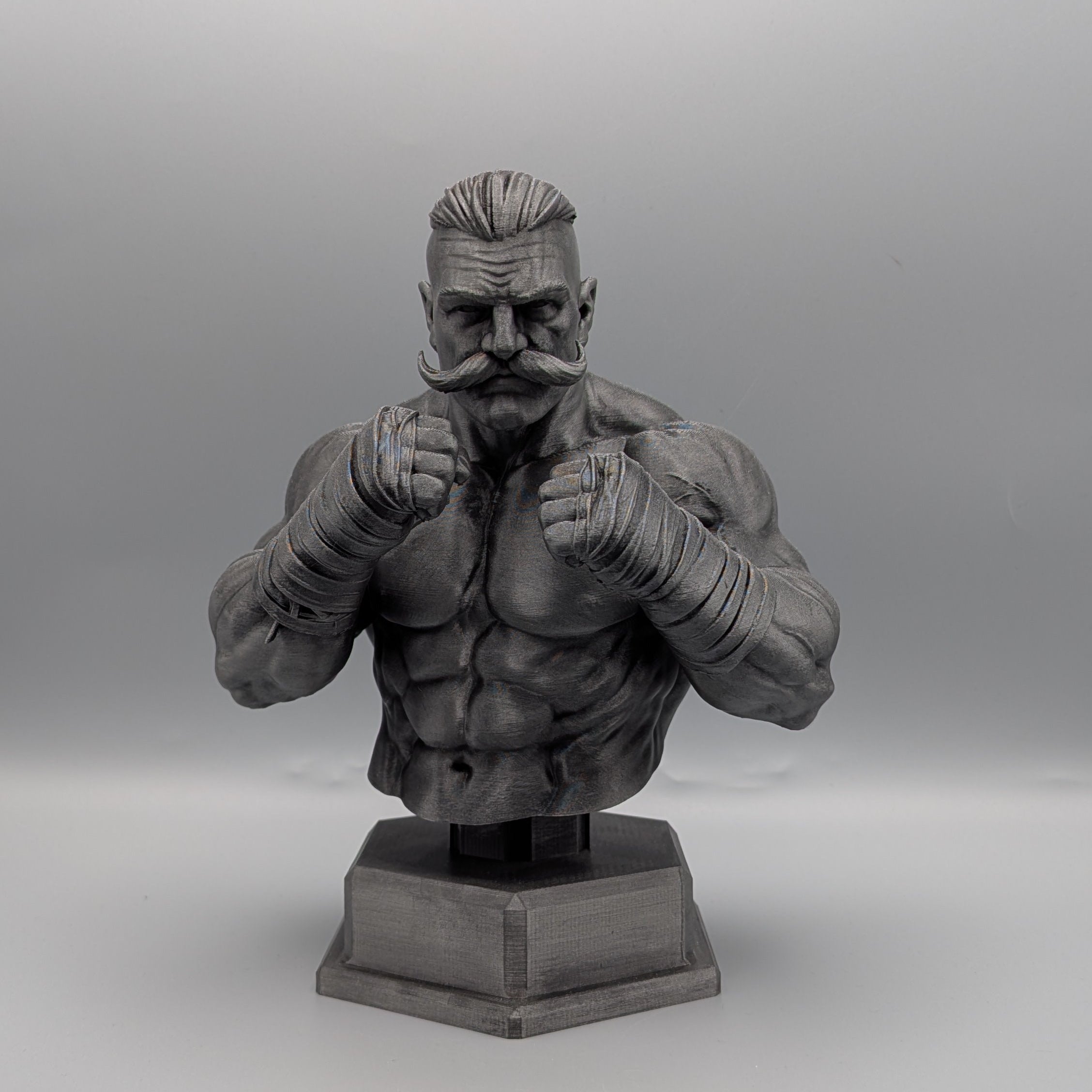 Pugilist boxer bust front view vintage fighter sculpture