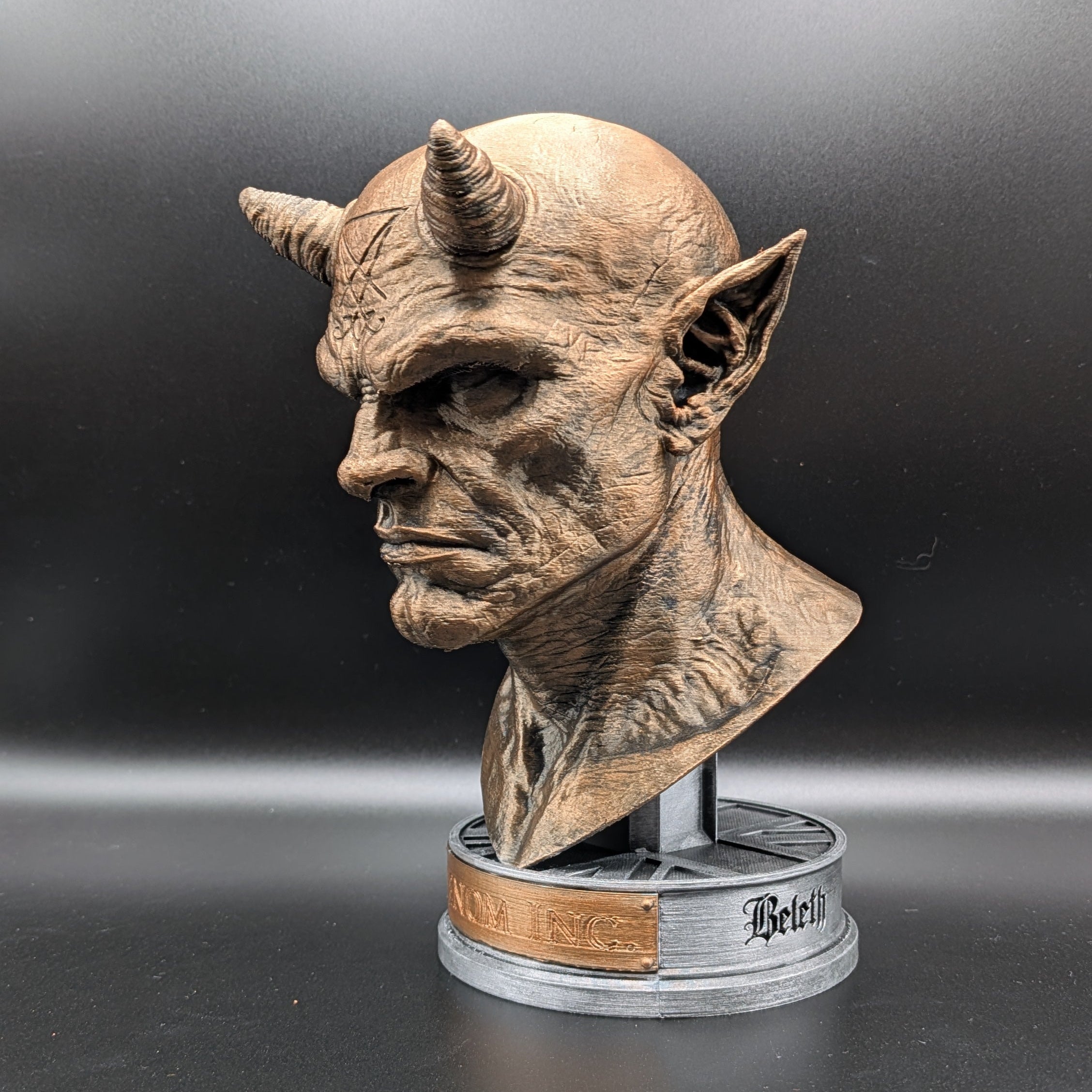 Official Venom Inc. Mascot Bust right front angle with display base